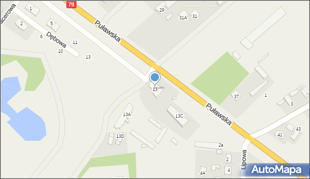 Baniocha, Puławska, 13, mapa Baniocha