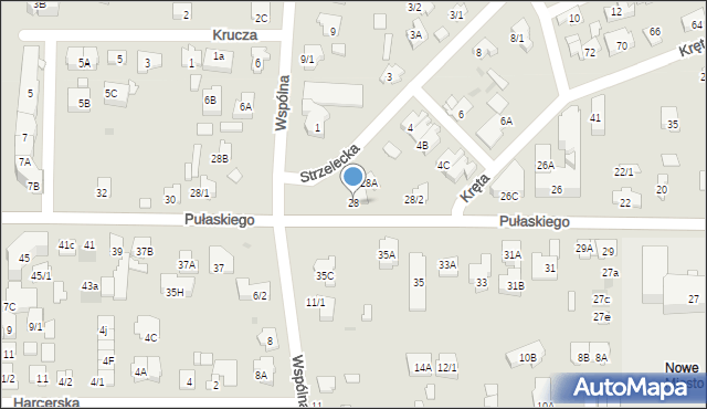 Białystok, Pułaskiego Kazimierza, gen., 28, mapa Białegostoku
