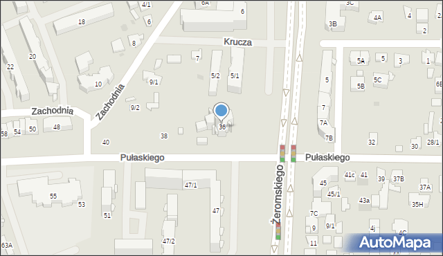 Białystok, Pułaskiego Kazimierza, gen., 36, mapa Białegostoku