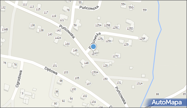 Cieszyn, Puńcowska, 127, mapa Cieszyna