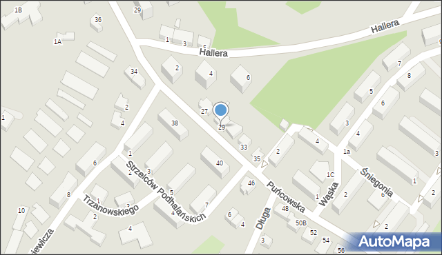 Cieszyn, Puńcowska, 29, mapa Cieszyna