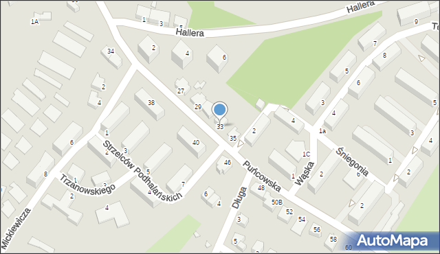 Cieszyn, Puńcowska, 33, mapa Cieszyna