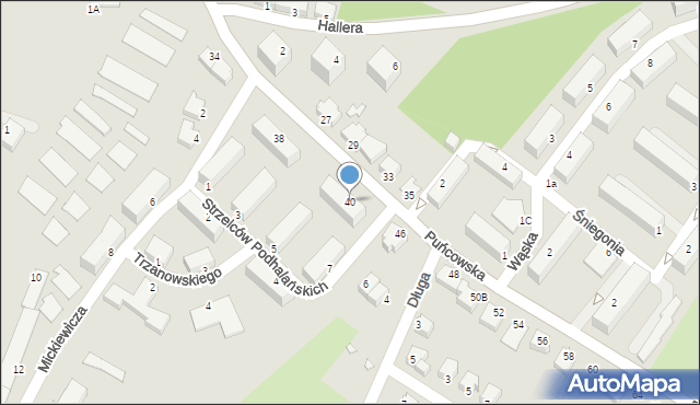 Cieszyn, Puńcowska, 40, mapa Cieszyna