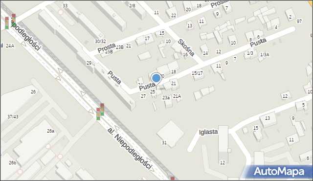 Częstochowa, Pusta, 25A, mapa Częstochowy