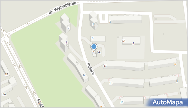 Częstochowa, Pużaka Kazimierza, 7A, mapa Częstochowy