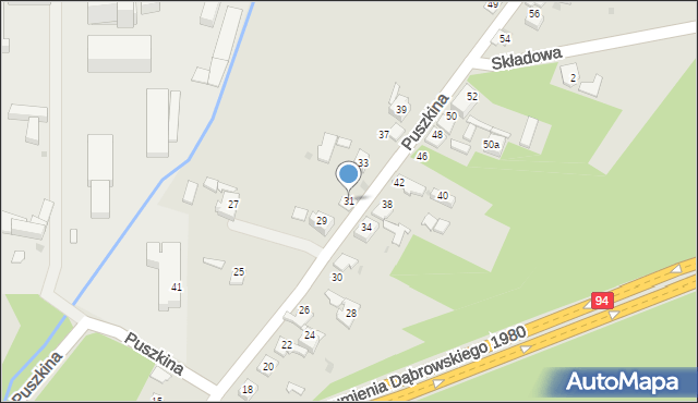 Dąbrowa Górnicza, Puszkina Aleksandra, 31, mapa Dąbrowa Górnicza