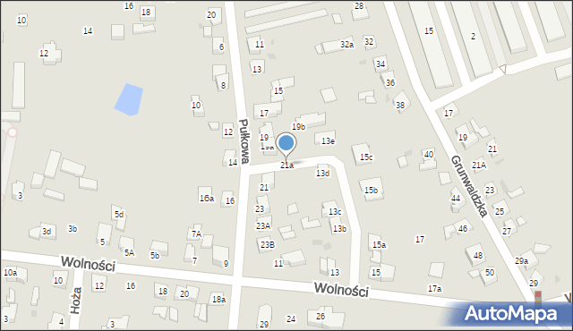 Gniezno, Pułkowa, 21a, mapa Gniezna