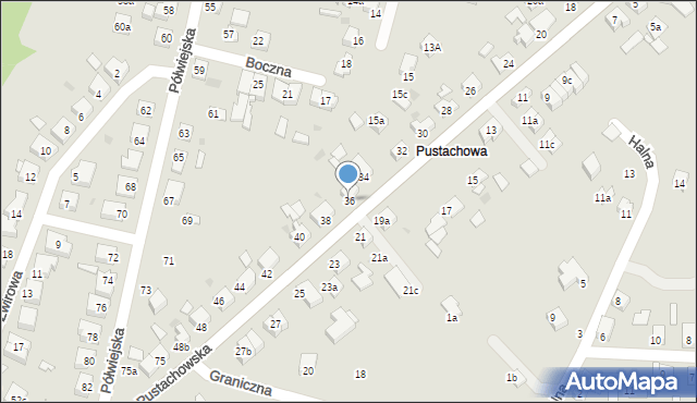 Gniezno, Pustachowska, 36, mapa Gniezna