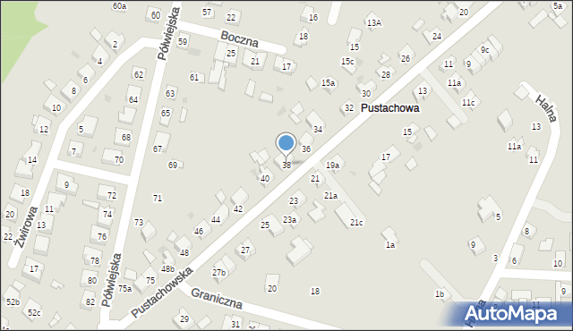 Gniezno, Pustachowska, 38, mapa Gniezna