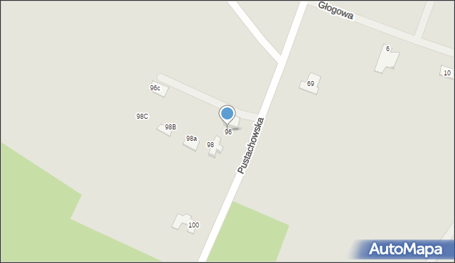 Gniezno, Pustachowska, 96, mapa Gniezna