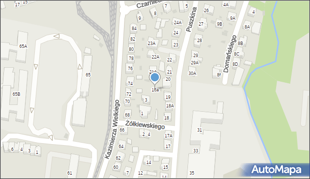 Gorzów Wielkopolski, Puszkina Aleksandra, 16a, mapa Gorzów Wielkopolski