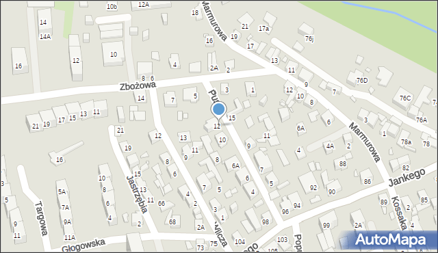 Katowice, Pusta, 12A, mapa Katowic