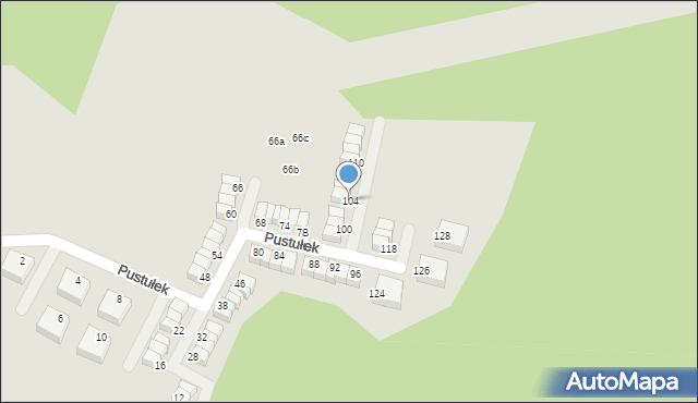 Katowice, Pustułek, 104, mapa Katowic