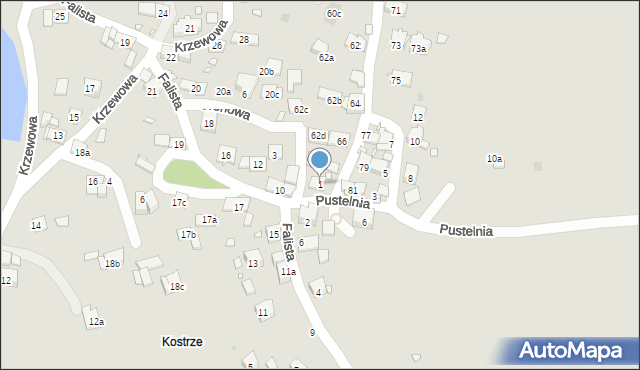 Kraków, Pustelnia, 1, mapa Krakowa