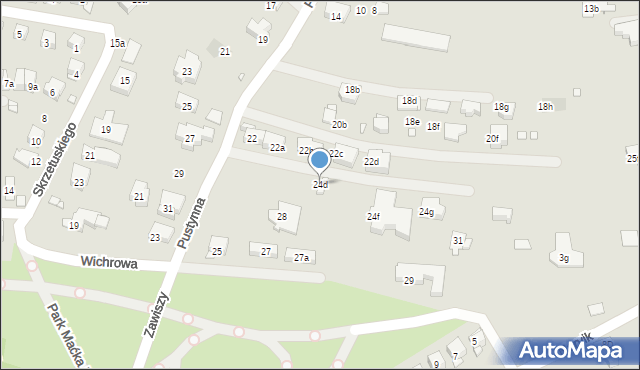 Kraków, Pustynna, 24d, mapa Krakowa
