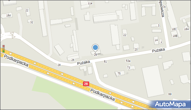 Krosno, Pużaka Kazimierza, 24, mapa Krosna