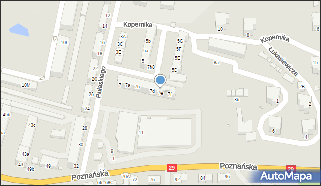 Krosno Odrzańskie, Pułaskiego, 7e, mapa Krosno Odrzańskie