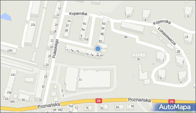 Krosno Odrzańskie, Pułaskiego, 7f, mapa Krosno Odrzańskie