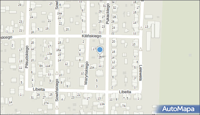 Krotoszyn, Pukackiego, 15, mapa Krotoszyna