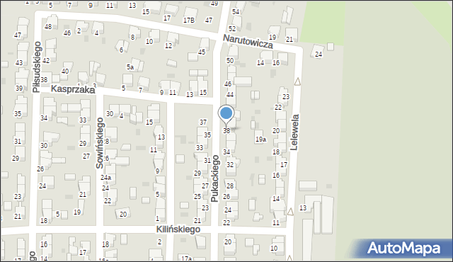 Krotoszyn, Pukackiego, 38, mapa Krotoszyna