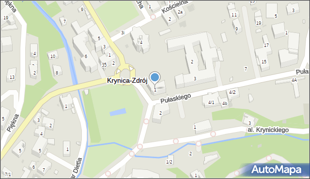 Krynica-Zdrój, Pułaskiego Kazimierza, gen., 1, mapa Krynica-Zdrój