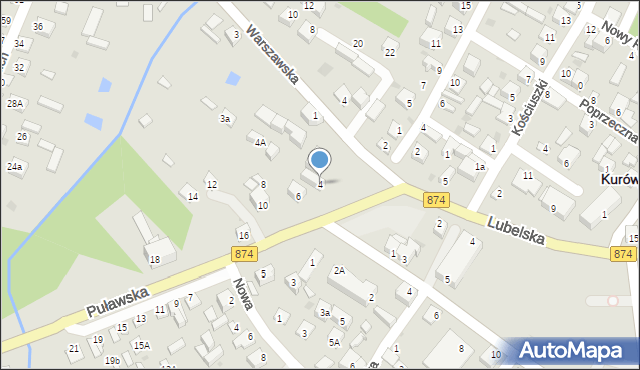 Kurów, Puławska, 4, mapa Kurów