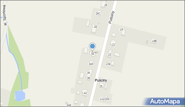 Łazy, Puściny, 34, mapa Łazy