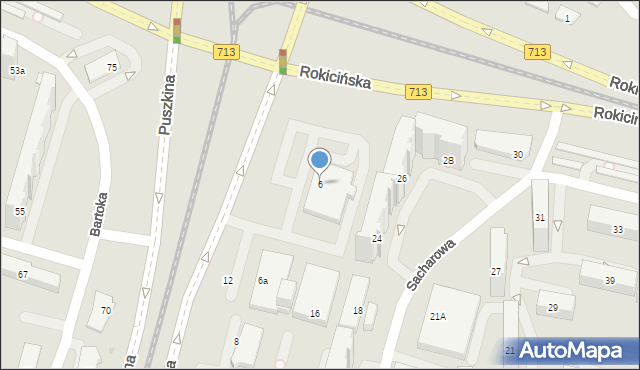 Łódź, Puszkina Aleksandra, 6, mapa Łodzi