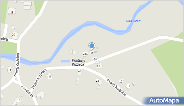 Lubliniec, Pusta Kuźnica, 15, mapa Lubliniec