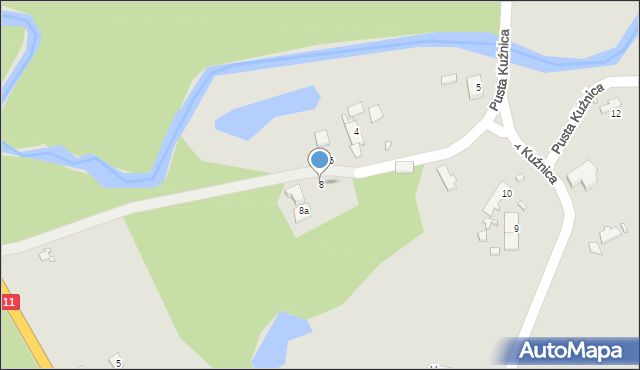 Lubliniec, Pusta Kuźnica, 8, mapa Lubliniec