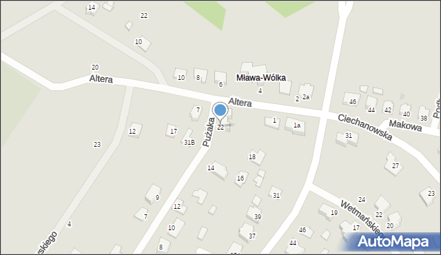 Mława, Pużaka Kazimierza, 22, mapa Mława