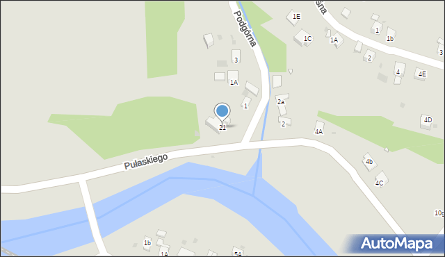 Muszyna, Pułaskiego, 21, mapa Muszyna