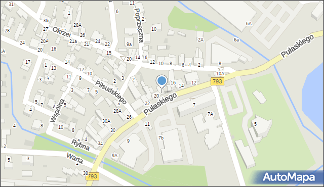 Myszków, Pułaskiego, 20A, mapa Myszków