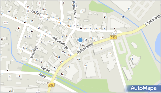 Myszków, Pułaskiego, 22A, mapa Myszków