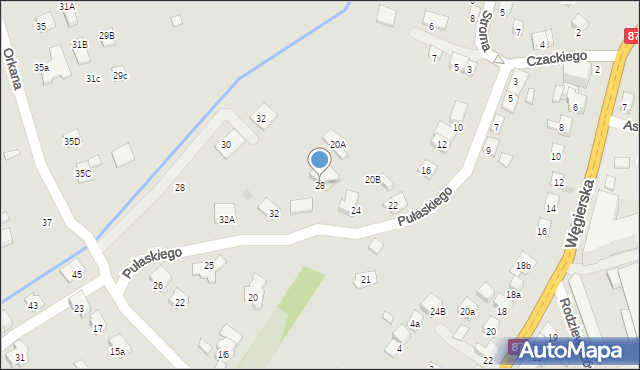 Nowy Sącz, Pułaskiego Kazimierza, gen., 28, mapa Nowego Sącza