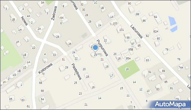 Odrano-Wola, Purpurowa, 23, mapa Odrano-Wola