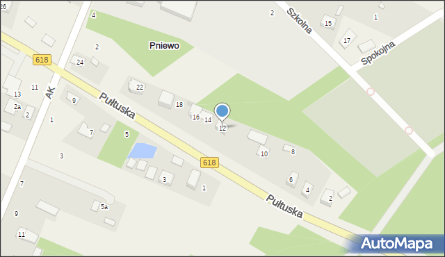 Pniewo, Pułtuska, 12, mapa Pniewo