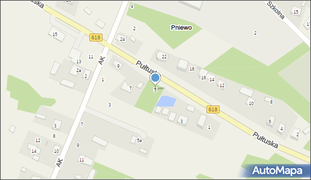 Pniewo, Pułtuska, 5, mapa Pniewo