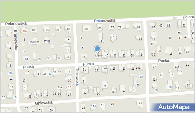 Poznań, Pucka, 44, mapa Poznania