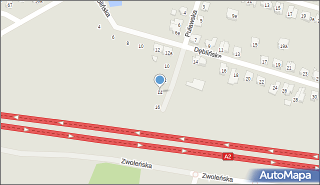 Poznań, Puławska, 14, mapa Poznania