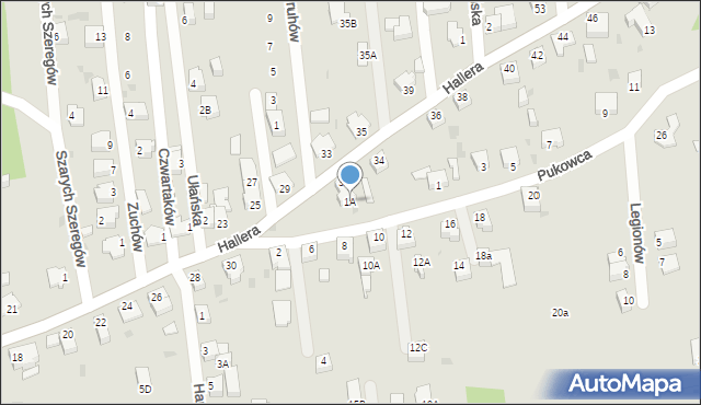 Pszczyna, Pukowca Józefa, hm., 1A, mapa Pszczyny