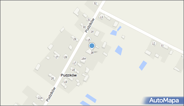 Pudzików, Pudzików, 16, mapa Pudzików