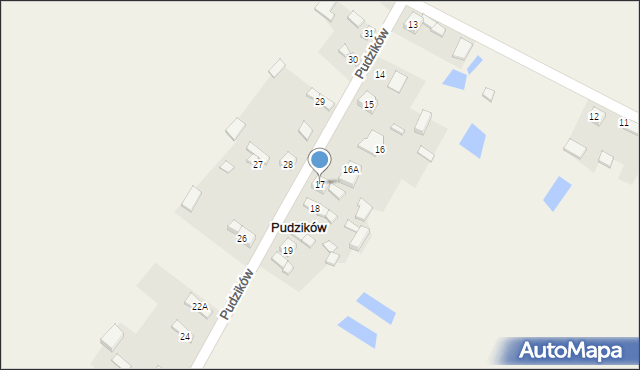 Pudzików, Pudzików, 17, mapa Pudzików