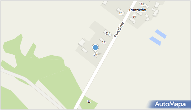 Pudzików, Pudzików, 22, mapa Pudzików