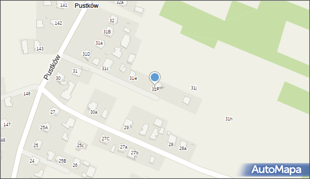 Pustków, Pustków, 31F, mapa Pustków