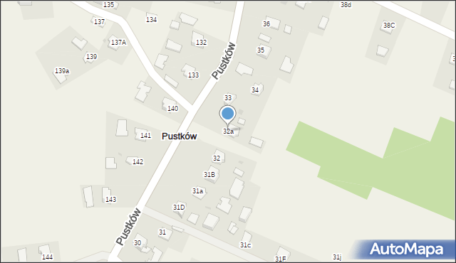 Pustków, Pustków, 32a, mapa Pustków