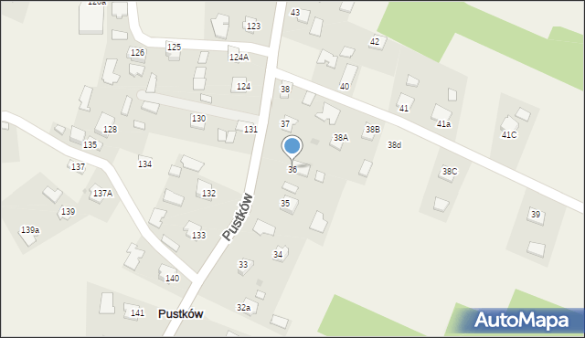 Pustków, Pustków, 36, mapa Pustków