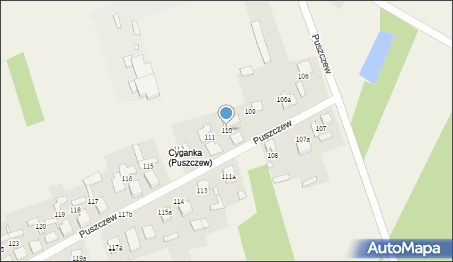 Puszczew, Puszczew, 110, mapa Puszczew