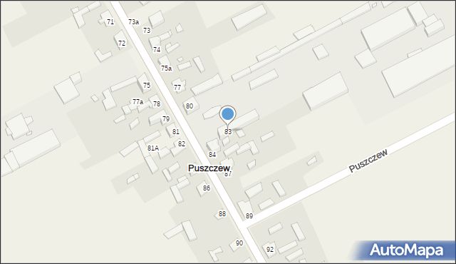 Puszczew, Puszczew, 83, mapa Puszczew