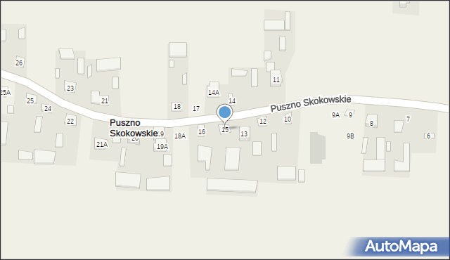 Puszno Skokowskie, Puszno Skokowskie, 15, mapa Puszno Skokowskie